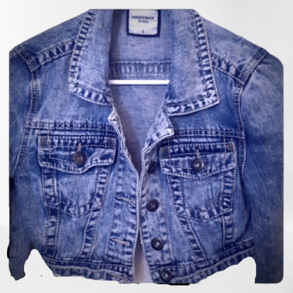 Acid wash Cropped Denim Jacket